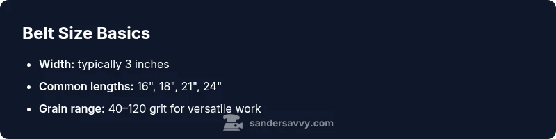 Infographic showing common belt sizes and uses