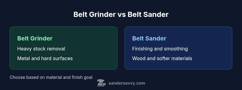 A belt grinder and a belt sander side by side in a woodshop