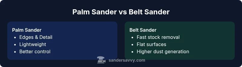 Comparison chart of palm sander vs belt sander